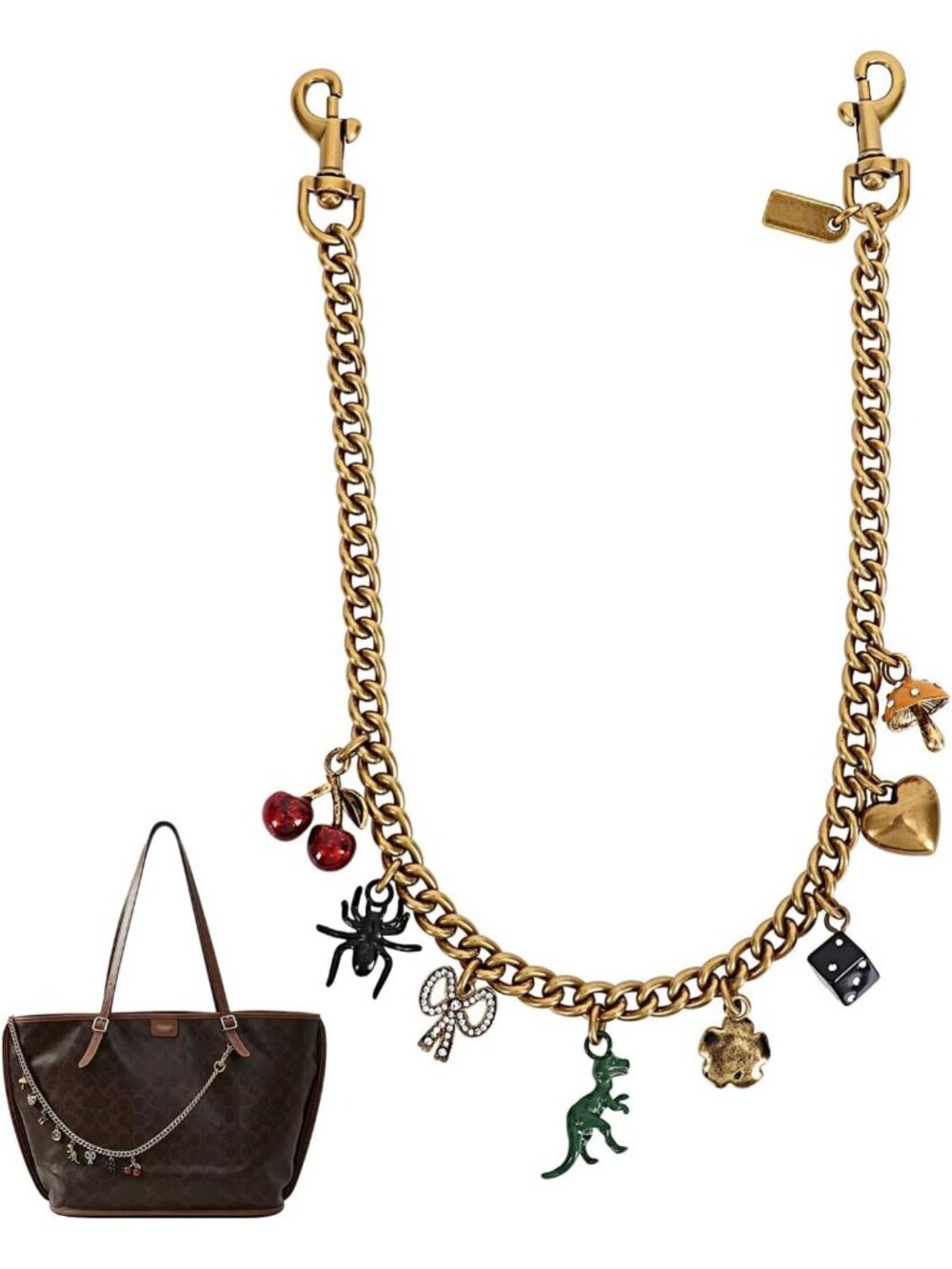 Gold Purse Chain Charms for Handbags & Wallets - Dice Cherry Bag Accessories